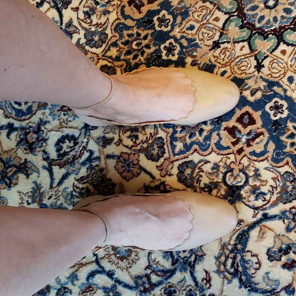 Chloe Beige Scalloped Flats